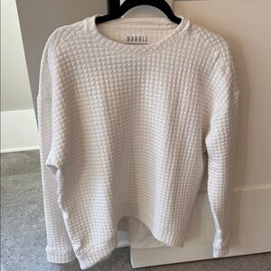 NOBULL Women's waffle off white Cream long sleeve pullover. Medium.